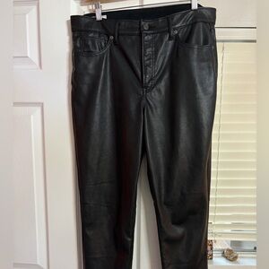GAP Vintage Slim High Rise Black Leather Pants 32/14R